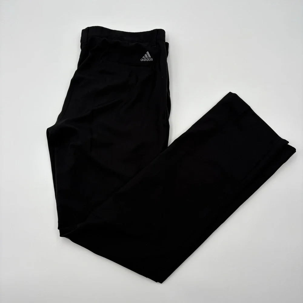Adidas Golf Pants Men 32x32 Black Performance Stretch Flat Front Trousers